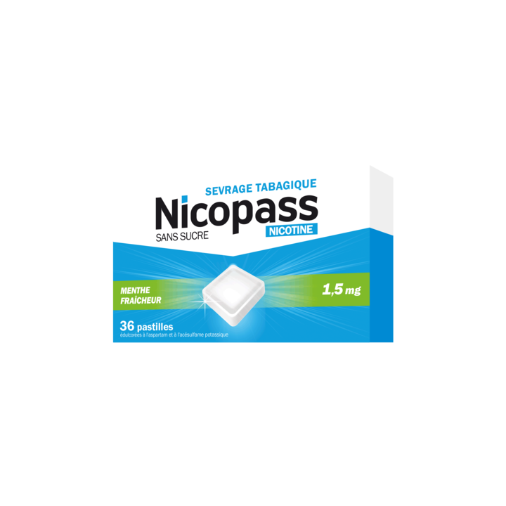Nicopass menthe réglisse 1,5mg - boite de 36 pastilles