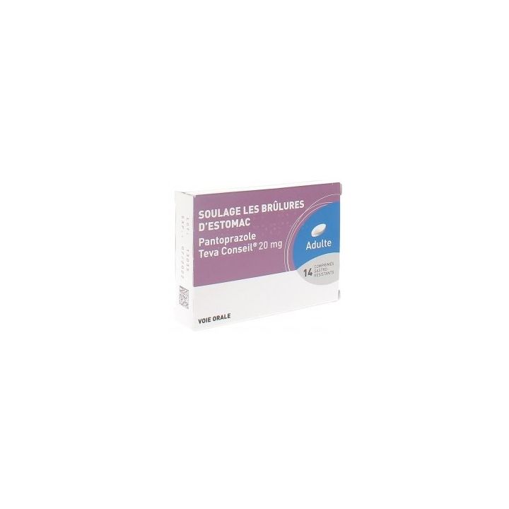 Pantoprazole 20 mg Teva conseil comprimé gastro-résistant - boite de 14 comprimés