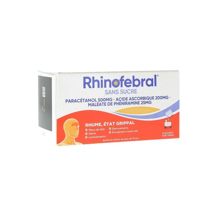 Rhinofebral états grippaux sans sucre poudre pour solution buvable - boîte de 8 sachets