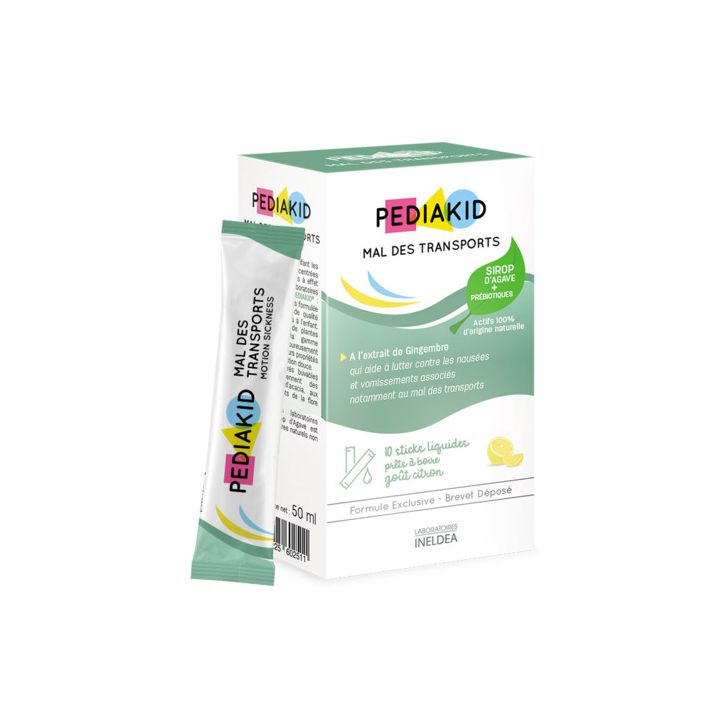 Sirop Mal Des Transports Pediakid - boîte de 10 sticks liquides prêts à boire