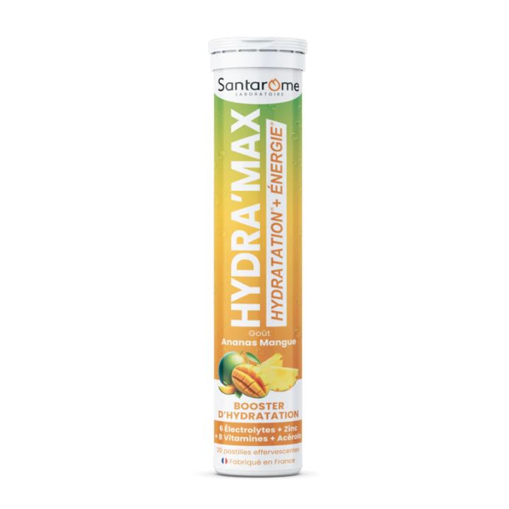 Hydra'max solution d'hydratation arôme ananas mangue Santarome - 20 pastilles effervescentes