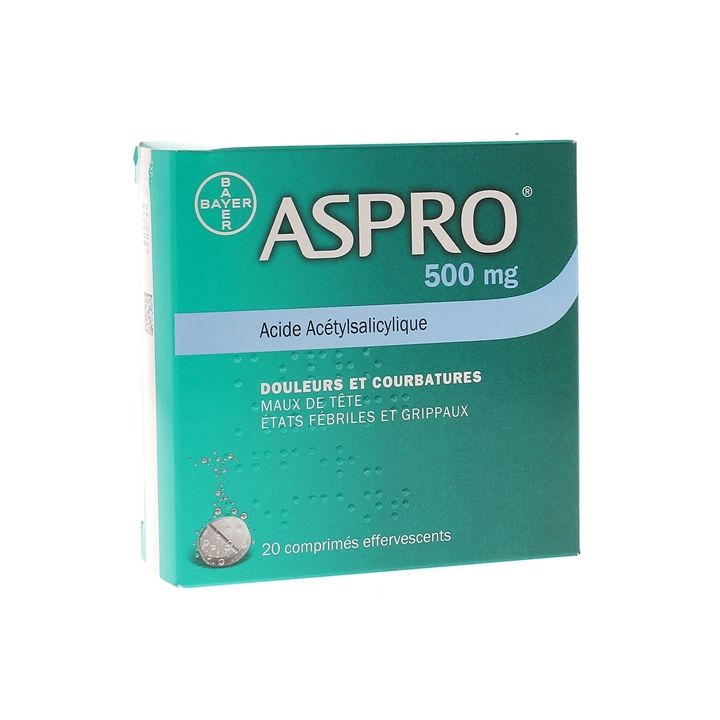 Aspro 500 effervescent comprimé effervescent - boîte de 20 comprimés