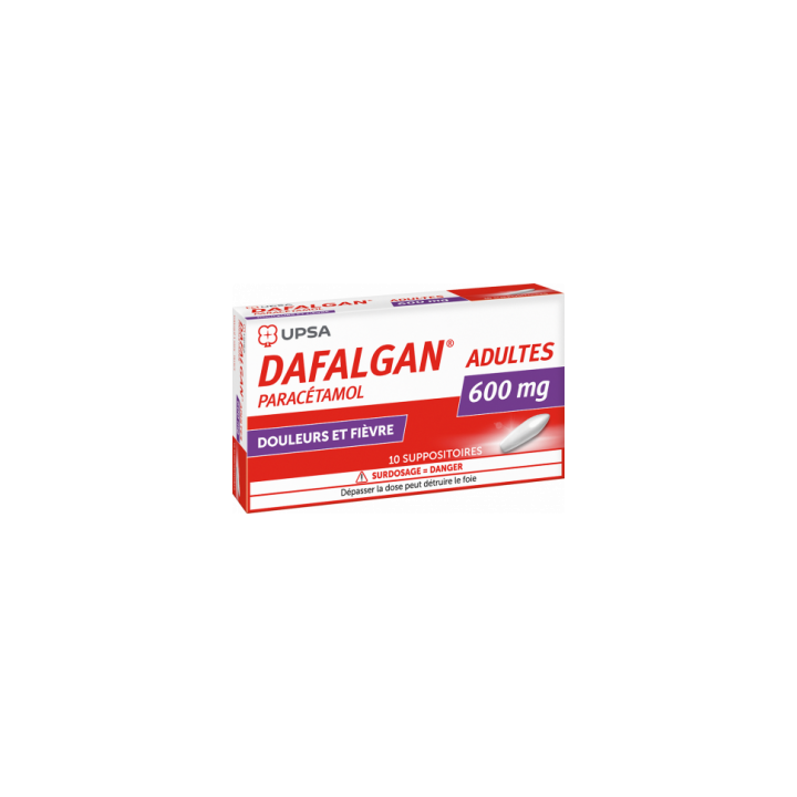 Dafalgan 600mg suppositoire Upsa - boite de 10 suppositoires