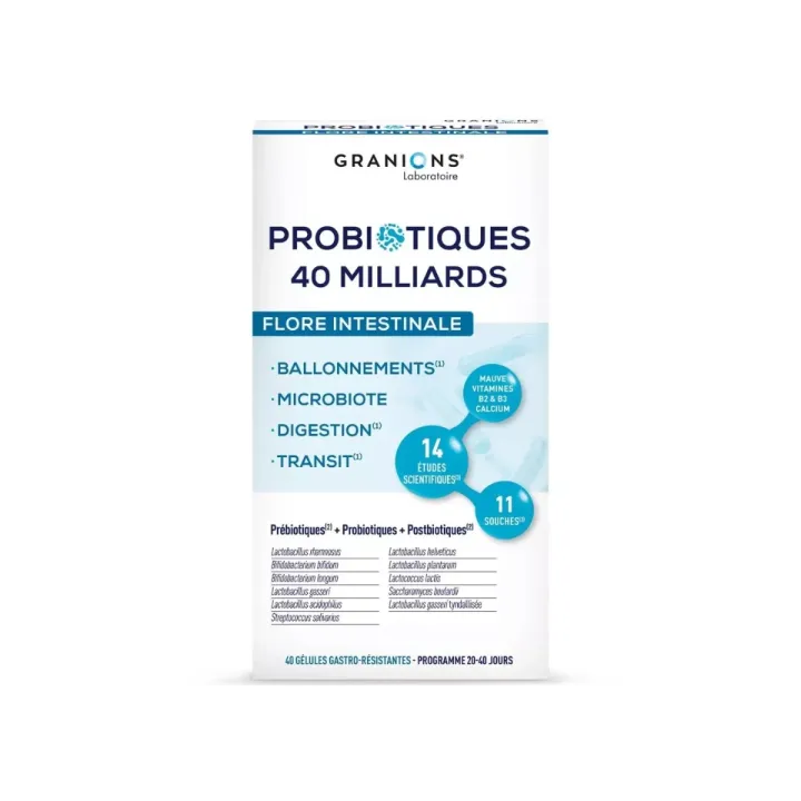 Probiotiques flore intestinale Granions - boite de 40 gélules