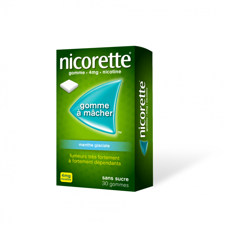 Nicorette 4mg menthe glaciale sans sucre gomme à mâcher - boite de 30 gommes