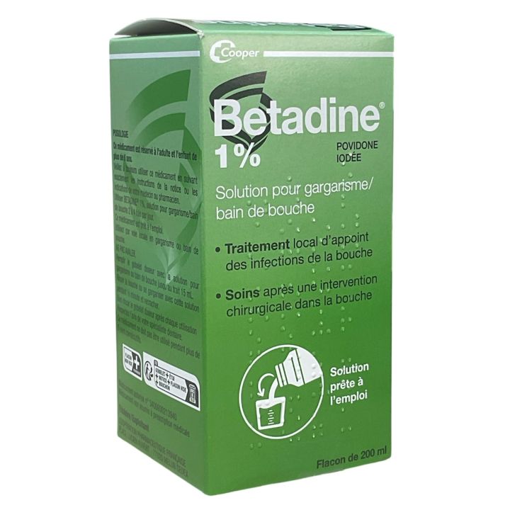 Betadine 1% solution pour gargarisme/bain de bouche Cooper - flacon de 200ml