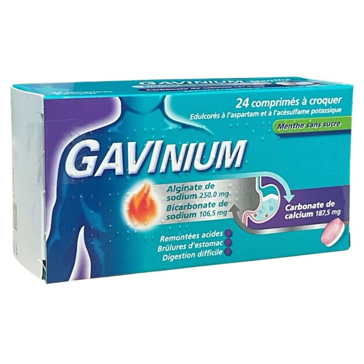 Gavinium carbonate de calcium - boite de 24 comprimés à croquer