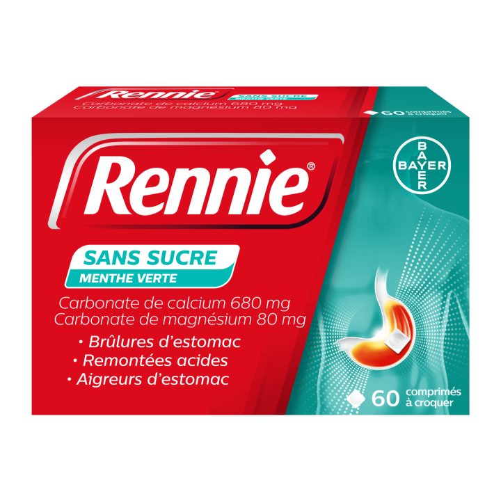Rennie sans sucre comprimé à croquer