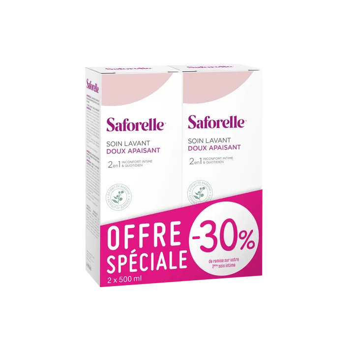 Saforelle soin lavant doux toilette intime - lot de 2 flacons de 500 ml