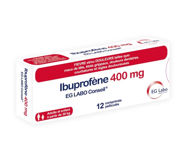 Ibuprofène 400 mg EG Labo Conseil - boîte de 12 comprimés pelliculés