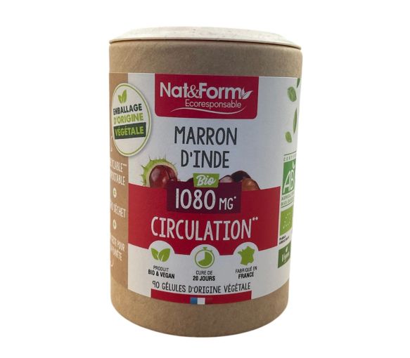 Marron d'Inde bio Circulation Nat&Form - pot de 90 gélules