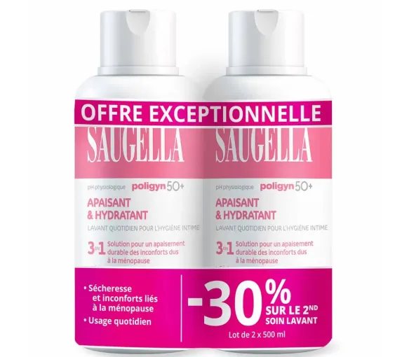 Poligyn 50+ soin lavant intime Saugella - lot de 2 flacons de 500ml offre spéciale - image 1