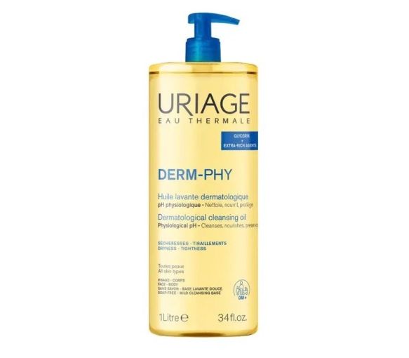 Derm-phy huile lavante dermatologique Uriage - flacon-pompe de 1L