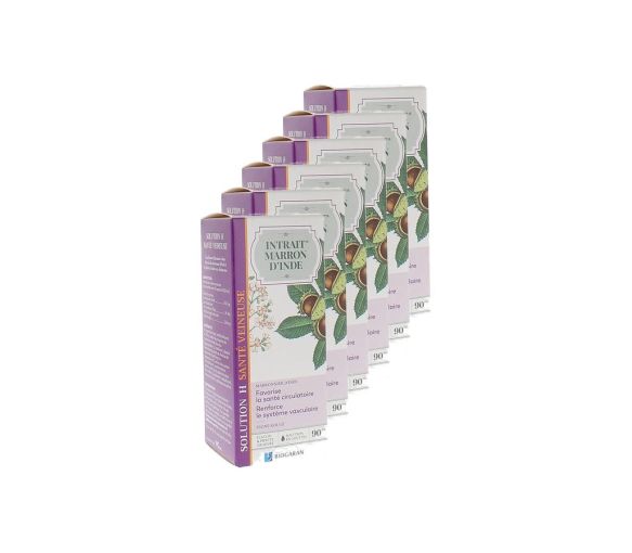 Complément alimentaire solution H santé veineuse intrait marron d'inde Biogaran - flacon de 90 ml (lot de 6)