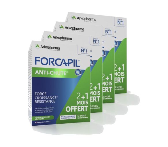 Forcapil Anti-chute cheveux et ongles Arkopharma - boîte de 90 comprimés (lot de 4) - image 1