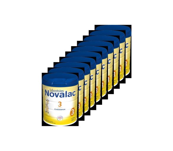 Lait en poudre Novalac 3ème âge croissance de 1 à 3 ans - pot de 800 g (lot de 10)
