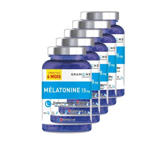 Mélatonine 1,9mg endormissement rapide Granions - pot de 180 comprimés (lot de 5) - image 1