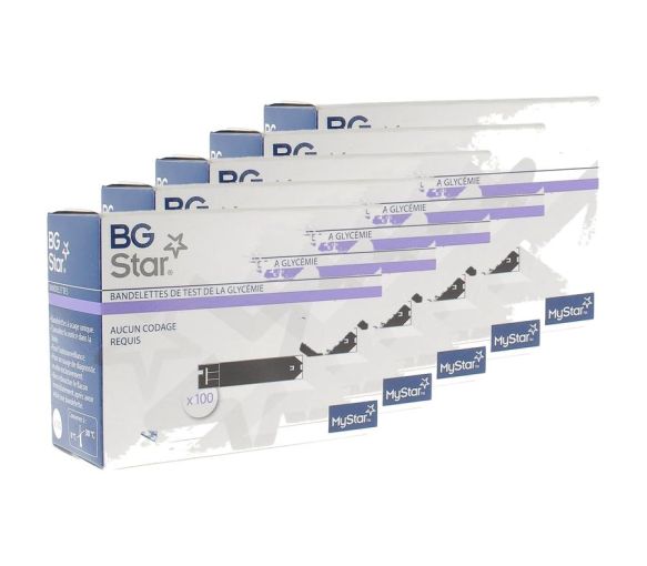 BGStar Bandelettes de Test de la Glycémie Sanofi - boîte de 100 bandelettes (lot de 5)
