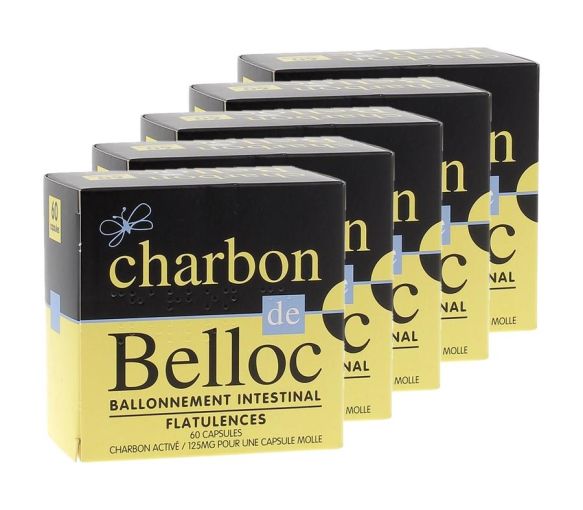 Charbon de Belloc 125mg - 60 capsules molles (lot de 5)