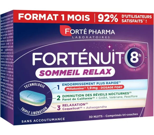 FortéNuit 8h sommeil relax FortéPharma - boîte de 30 comprimés