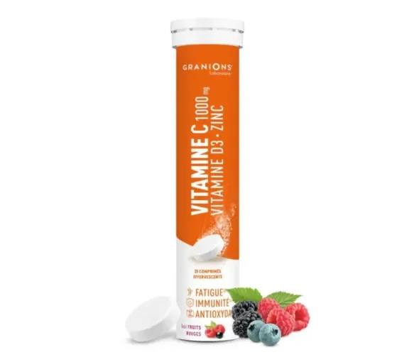Vitamine C 1000mg vitamine D3 et zinc Granions - tube de 20 comprimés effervescents - image 1