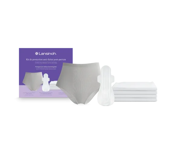 Kit de protection anti-fuites post-partum Lansinoh - Boite de 6 culottes, 18 serviettes hygiéniques et 4 alèses - image 1