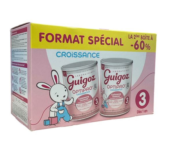 Optipro Lait en poudre croissance 3 dès 1 an Guigoz - lot de 2 pots de 780g offre spéciale - image 1