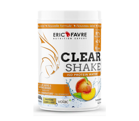 Clear shake Iso protein water saveur pêche Eric Favre - pot de 450g