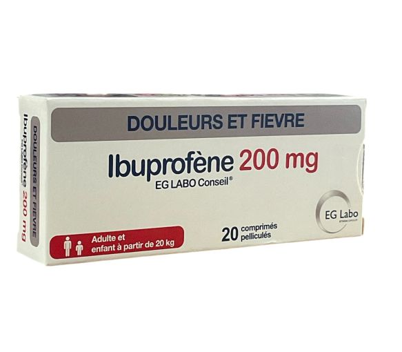 Ibuprofène 200mg douleurs et fièvre EG Labo - boite de 20 comprimés - image 1