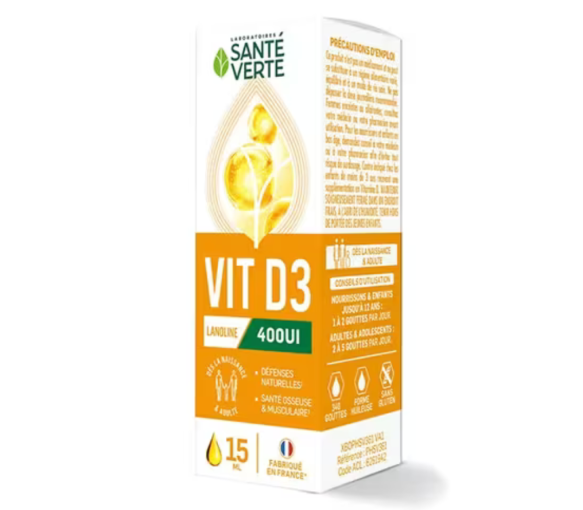 Vitamine D3 400UI Santé Verte - flacon de 15ml - image 1