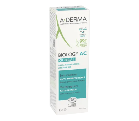 Biology ac global soin matifiant anti-imperfections A-derma - tube de 40ml