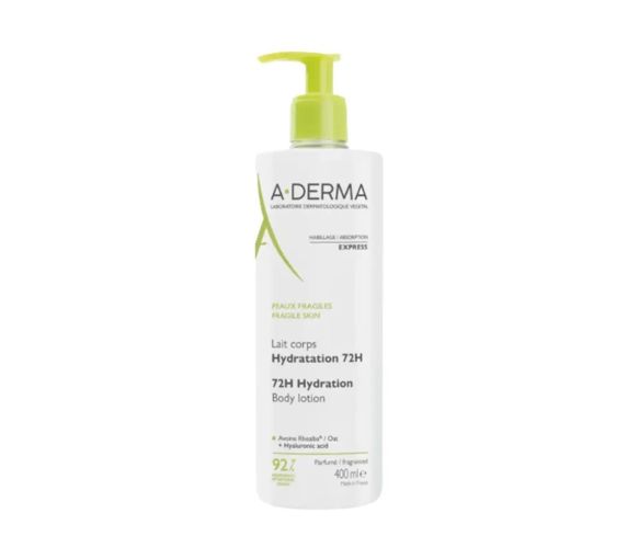 Lait corps hydratation 72h A-Derma - flacon-pompe de 400ml - image 1