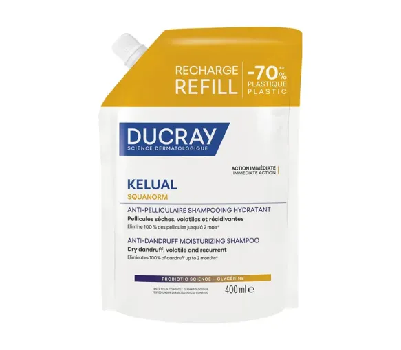 Kelual Squanorm shampooing anti-pelliculaire hydratant Ducray - recharge de 400ml