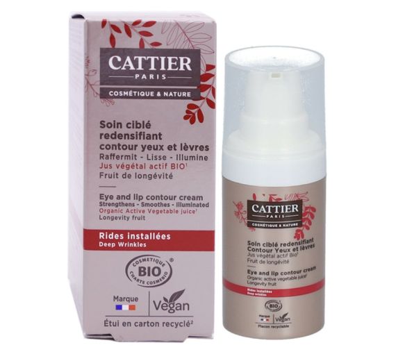 Soin ciblé redensifiant contour yeux et lèvres Cattier - flacon-pompe de 15ml