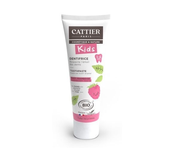 Dentifrice bio 2-6 ans goût framboise Cattier - tube 50ml