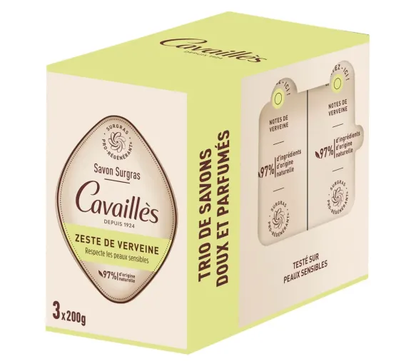 Savon surgras zeste de verveine Rogé Cavaillès - lot de 3 pains de 200g