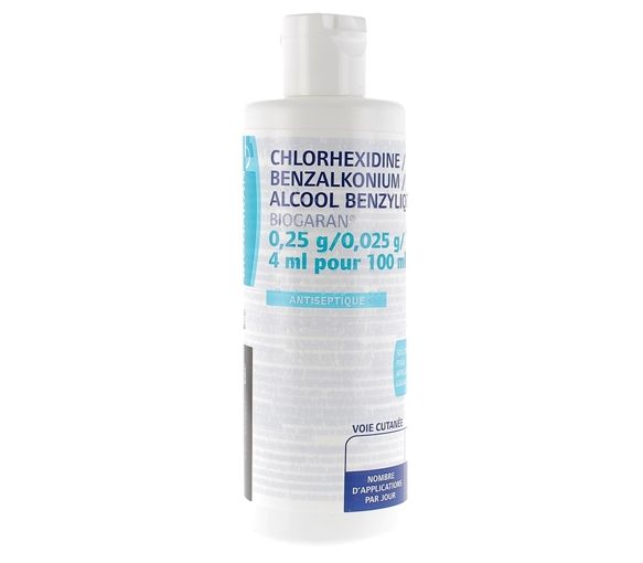 Chlorhexidine Benzalkonium Alcool benzylique Biogaran - flacon de 250ml