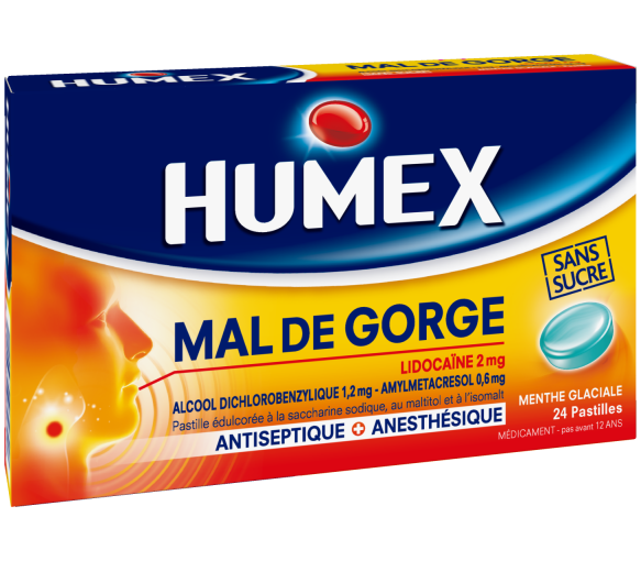 Humex mal de gorge lidocaïne menthe glaciale – 24 pastilles