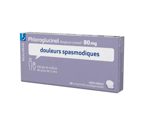 Phlorogluciol 80mg douleurs spasmodiques Biogaran - boite de 10 comprimés
