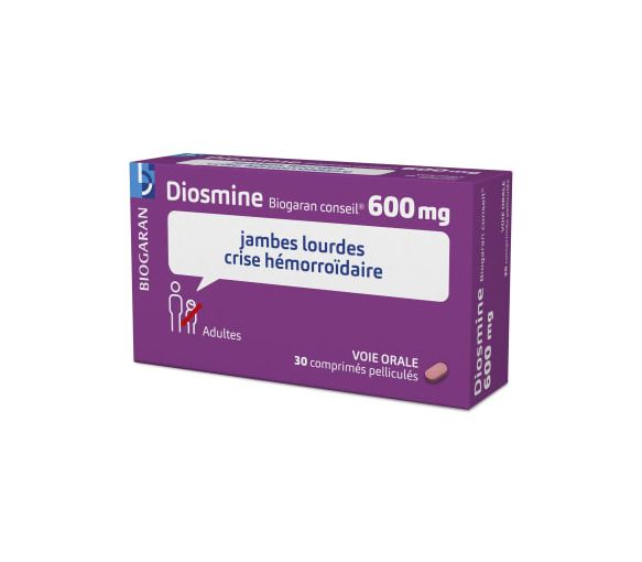 Diosmine Biogaran 600mg - boîte de 30 comprimés pelliculés