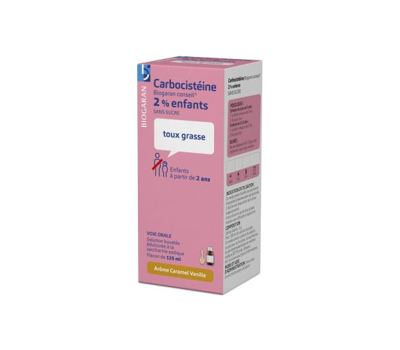 Carbocistéine Biogaran 2% enfants sans sucre - flacon de 125ml - image 1