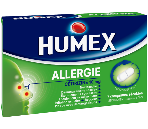 Humex allergie Cétirizine 10mg - 7 comprimés pelliculés sécables - image 1