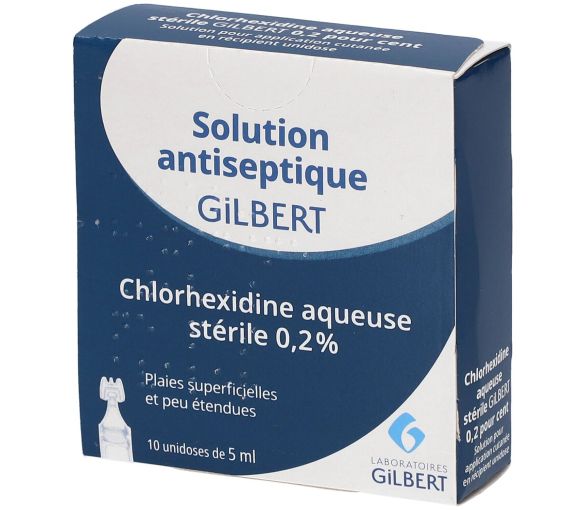 Chlorhexidine aqueuse stérile Gilbert 0,2% - boîte de 10 récipients unidoses de 5ml - image 1