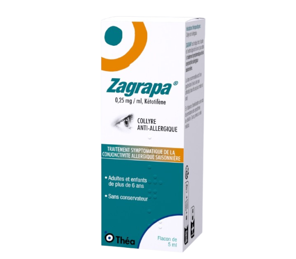Zapagra 0,25mg/ml Kétotifène collyre anti-allergique Théa - flacon de 5ml