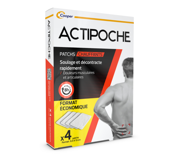 Actipoche Patchs chauffants douleurs musculaires et articulaires Cooper - boite de 4 patchs 9,5x13cm - image 1