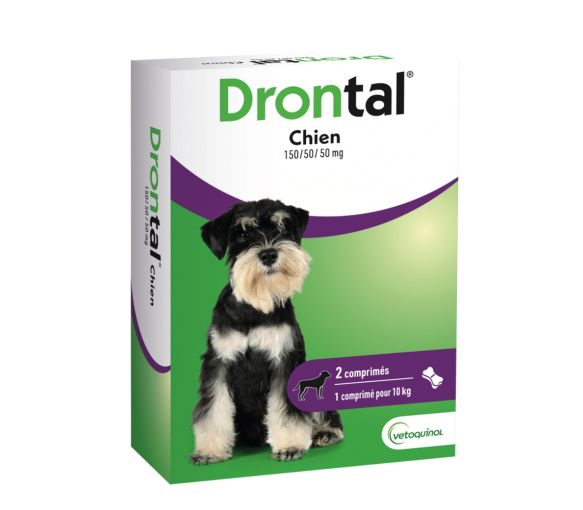 Drontal chien vermifuge Vetoquinol - boite de 2 comprimés sécables
