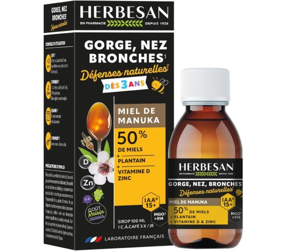 Défenses naturelles dès 3ans miel de manuka Herbesan - flacon de 100ml - image 1