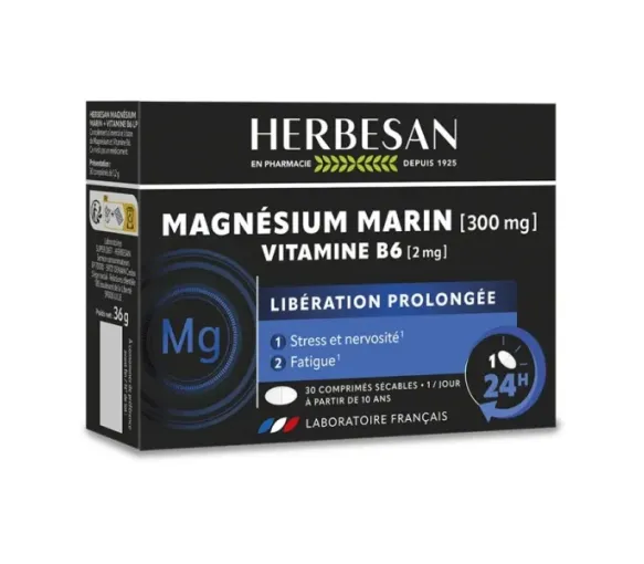 Magnésium et vitamine B6 LP Herbesan - boîte de 30 comprimés