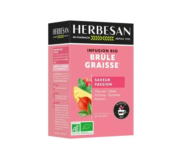 Infusion Brûle graisses bio saveur passion Herbesan - boite de 20 sachets - image 1