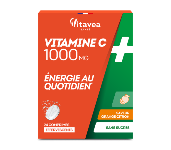 Vitamine C 1000mg saveur orange citron sans sucres Vitavea - boîte de 24 comprimés effervescents - image 1